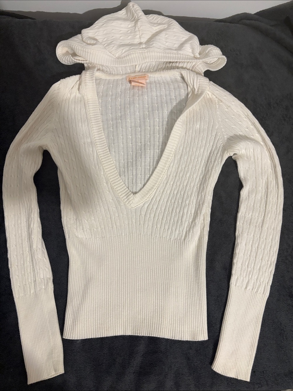 Sweet Romeo white knit hooded sweater